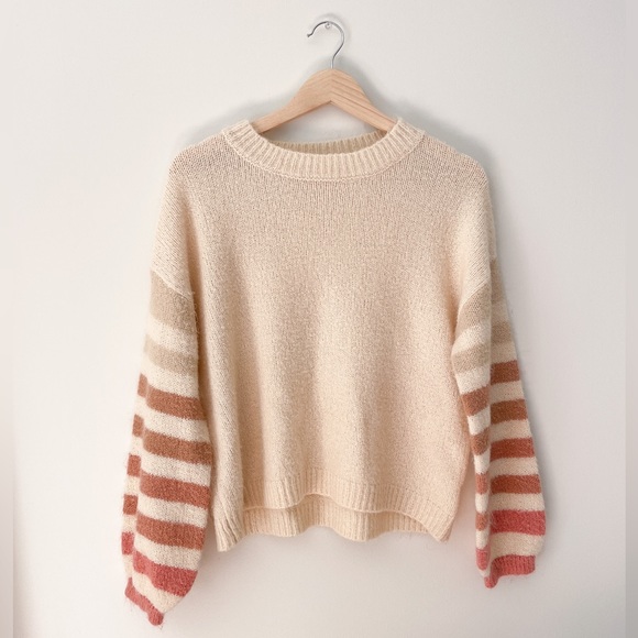 Pink Lily Sweaters - Pink lily stripe sweater